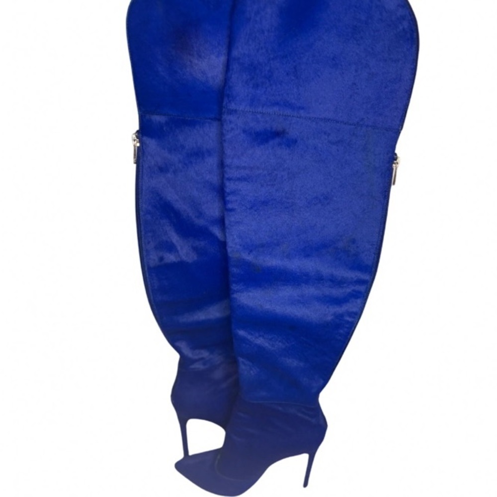 JENNIFER LEE  Royal Blue Over-the-Knee Boots CALFSKIN - Picture 4 of 8